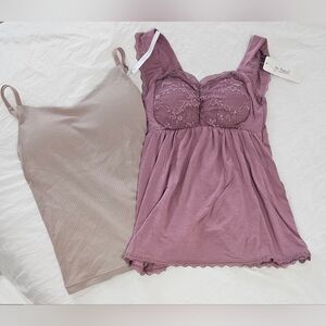 Tu Hacci Bundle Rakusia Sleep Top and Top Camisole both with Built in Padded Bra